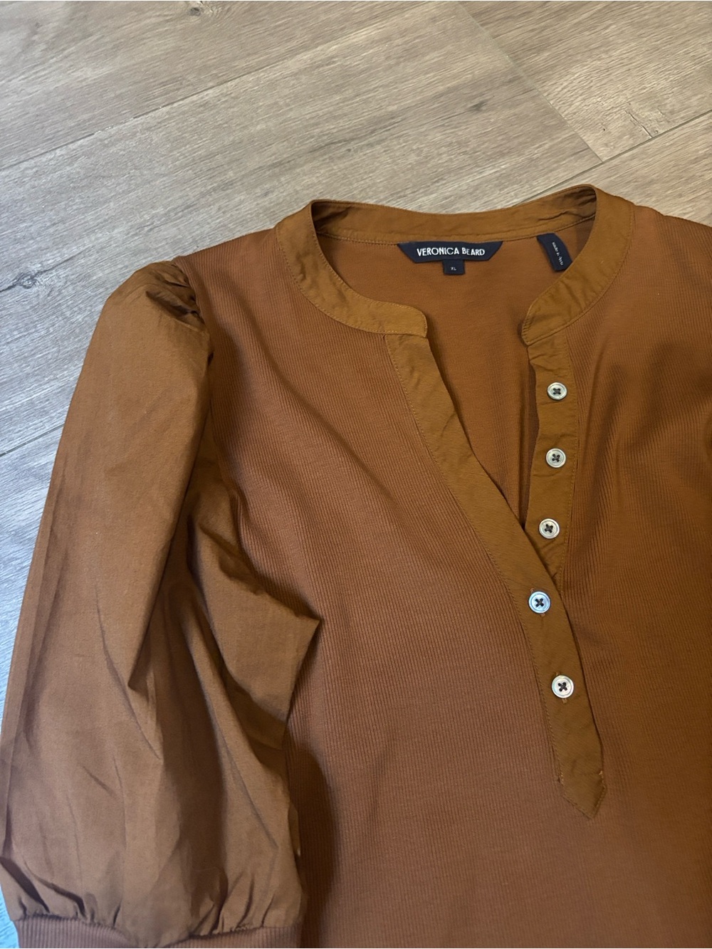 Veronica Beard Brown Button-Front Casual Henley